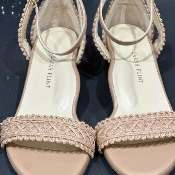 Sarah Flint Perfect Block Sandal 60 Heel Sz 37 (6.5) Sand Calf Beige Ankle Strap - Picture 3 of 9